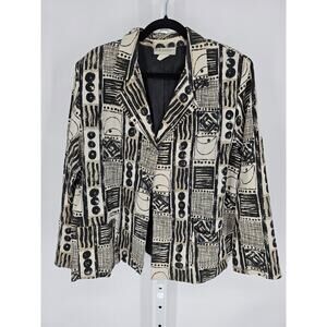 Vintage DressBarn Women's Tan & Black Abstract Single Button Blazer Size 2X